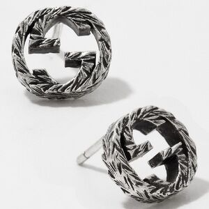 Gucci interlocking  G  10mm  Stud Earrings in Aged Silver